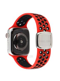   Multi-Holes Colorful Silicone Watch Strap for Apple Watch Ultra 49mm / Series 8 / 7 45mm / Series 6 / 5 / 4 / SE 44mm / Series 3 / 2 / 1 42mm - Red / Black