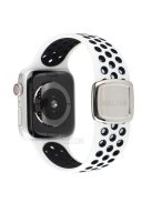 Multi-Holes Colorful Silicone Watch Strap for Apple Watch Ultra 49mm / Series 8 / 7 45mm / Series 6 / 5 / 4 / SE 44mm / Series 3 / 2 / 1 42mm - White / Black