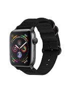 Nylon Watch Band for Apple Watch Series 10 42mm / 9 8 7 41mm / SE (2023) SE (2022) SE 6 5 4 40mm / 3 2 1 38mm Three Loops Webbing Strap - Black