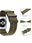 Nylon Watch Band for Apple Watch Series 10 42mm / 9 8 7 41mm / SE (2023) SE (2022) SE 6 5 4 40mm / 3 2 1 38mm Three Loops Webbing Strap - Black / Grey