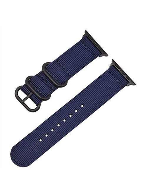 Nylon Watch Band for Apple Watch Series 10 42mm / 9 8 7 41mm / SE (2023) SE (2022) SE 6 5 4 40mm / 3 2 1 38mm Three Loops Webbing Strap - Blue