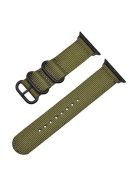 Nylon Watch Band for Apple Watch Series 10 42mm / 9 8 7 41mm / SE (2023) SE (2022) SE 6 5 4 40mm / 3 2 1 38mm Three Loops Webbing Strap - Green