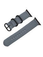 Nylon Watch Band for Apple Watch Series 10 42mm / 9 8 7 41mm / SE (2023) SE (2022) SE 6 5 4 40mm / 3 2 1 38mm Three Loops Webbing Strap - Grey