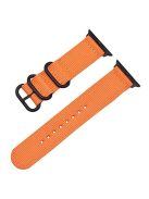 Nylon Watch Band for Apple Watch Series 10 42mm / 9 8 7 41mm / SE (2023) SE (2022) SE 6 5 4 40mm / 3 2 1 38mm Three Loops Webbing Strap - Orange