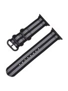 Nylon Watch Band for Apple Watch Series 10 46mm / Ultra 2 Ultra 49mm /  Series 9 8 7 45mm / 6 5 4 SE (2023) SE (2022) SE 44mm / 3 2 1 42mm Three Loops Sport Breathable Strap - Black / Grey