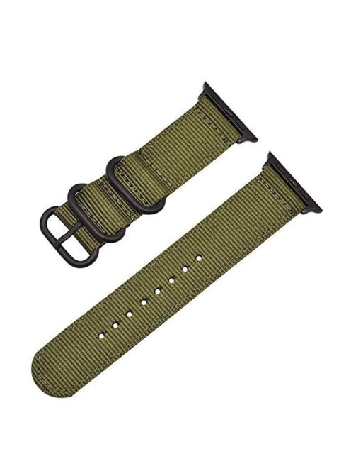 Nylon Watch Band for Apple Watch Series 10 46mm / Ultra 2 Ultra 49mm /  Series 9 8 7 45mm / 6 5 4 SE (2023) SE (2022) SE 44mm / 3 2 1 42mm Three Loops Sport Breathable Strap - Green