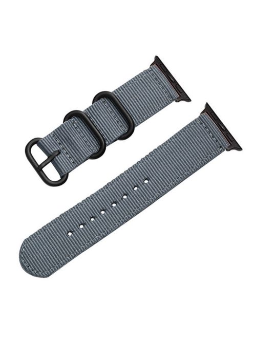 Nylon Watch Band for Apple Watch Series 10 46mm / Ultra 2 Ultra 49mm /  Series 9 8 7 45mm / 6 5 4 SE (2023) SE (2022) SE 44mm / 3 2 1 42mm Three Loops Sport Breathable Strap - Grey