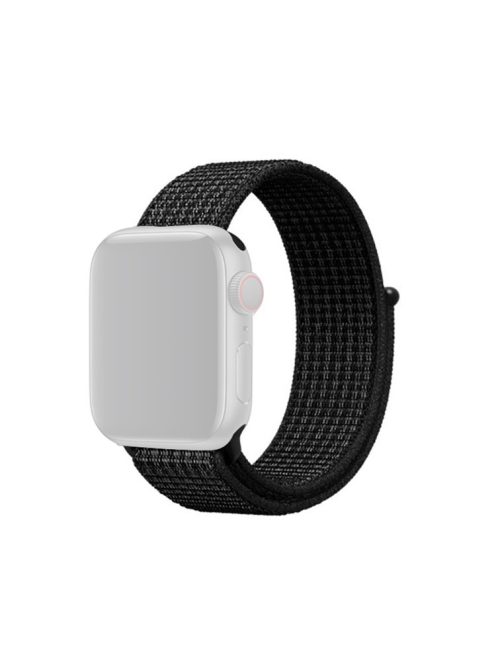 Nylon Weaven Loop Fastener  Smart Bracelet Band for Apple Watch Series 10 46mm / Ultra 2 Ultra 49mm / 9 8 7 45mm / SE (2023) SE (2022) SE 6 5 4 44mm / 3 2 1 42mm - Black