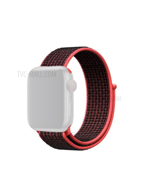 Nylon Weaven Loop Fastener  Smart Bracelet Band for Apple Watch Series 10 46mm / Ultra 2 Ultra 49mm / 9 8 7 45mm / SE (2023) SE (2022) SE 6 5 4 44mm / 3 2 1 42mm - Red / Black