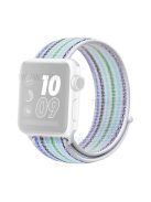 Nylon Weaven Loop Fastener Smart Bracelet Band for Apple Watch Series 10 42mm / 9 8 7 41mm / SE (2023) SE (2022) SE 6 5 4 40mm / 3 2 1 38mm - Pinstripe Blue