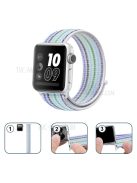 Nylon Weaven Loop Fastener Smart Bracelet Band for Apple Watch Series 10 42mm / 9 8 7 41mm / SE (2023) SE (2022) SE 6 5 4 40mm / 3 2 1 38mm - Pinstripe Blue