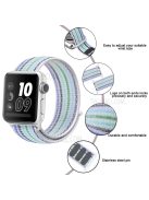 Nylon Weaven Loop Fastener Smart Bracelet Band for Apple Watch Series 10 42mm / 9 8 7 41mm / SE (2023) SE (2022) SE 6 5 4 40mm / 3 2 1 38mm - Pinstripe Blue