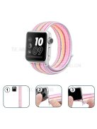 Nylon Weaven Loop Fastener Smart Bracelet Band for Apple Watch Series 10 42mm / 9 8 7 41mm / SE (2023) SE (2022) SE 6 5 4 40mm / 3 2 1 38mm - Pinstripe Pink