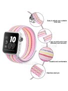 Nylon Weaven Loop Fastener Smart Bracelet Band for Apple Watch Series 10 42mm / 9 8 7 41mm / SE (2023) SE (2022) SE 6 5 4 40mm / 3 2 1 38mm - Pinstripe Pink