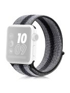 Nylon Weaven Loop Fastener Smart Bracelet Band for Apple Watch Series 10 42mm / 9 8 7 41mm / SE (2023) SE (2022) SE 6 5 4 40mm / 3 2 1 38mm - Stripe Black