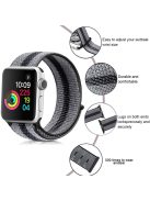 Nylon Weaven Loop Fastener Smart Bracelet Band for Apple Watch Series 10 42mm / 9 8 7 41mm / SE (2023) SE (2022) SE 6 5 4 40mm / 3 2 1 38mm - Stripe Black