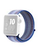 Nylon Weaven Loop Fastener Smart Bracelet Band for Apple Watch Series 10 42mm / 9 8 7 41mm / SE (2023) SE (2022) SE 6 5 4 40mm / 3 2 1 38mm - Stripe Blue