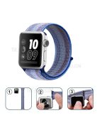 Nylon Weaven Loop Fastener Smart Bracelet Band for Apple Watch Series 10 42mm / 9 8 7 41mm / SE (2023) SE (2022) SE 6 5 4 40mm / 3 2 1 38mm - Stripe Blue