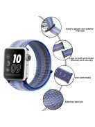 Nylon Weaven Loop Fastener Smart Bracelet Band for Apple Watch Series 10 42mm / 9 8 7 41mm / SE (2023) SE (2022) SE 6 5 4 40mm / 3 2 1 38mm - Stripe Blue