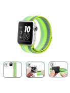 Nylon Weaven Loop Fastener Smart Bracelet Band for Apple Watch Series 10 42mm / 9 8 7 41mm / SE (2023) SE (2022) SE 6 5 4 40mm / 3 2 1 38mm - Stripe Green