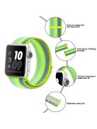 Nylon Weaven Loop Fastener Smart Bracelet Band for Apple Watch Series 10 42mm / 9 8 7 41mm / SE (2023) SE (2022) SE 6 5 4 40mm / 3 2 1 38mm - Stripe Green