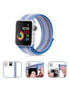 Nylon Weaven Loop Fastener Smart Bracelet Band for Apple Watch Series 10 42mm / 9 8 7 41mm / SE (2023) SE (2022) SE 6 5 4 40mm / 3 2 1 38mm - Stripe Lake Blue