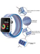 Nylon Weaven Loop Fastener Smart Bracelet Band for Apple Watch Series 10 42mm / 9 8 7 41mm / SE (2023) SE (2022) SE 6 5 4 40mm / 3 2 1 38mm - Stripe Lake Blue