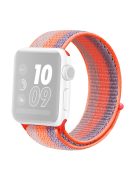 Nylon Weaven Loop Fastener Smart Bracelet Band for Apple Watch Series 10 42mm / 9 8 7 41mm / SE (2023) SE (2022) SE 6 5 4 40mm / 3 2 1 38mm - Stripe Orange