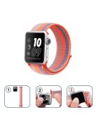 Nylon Weaven Loop Fastener Smart Bracelet Band for Apple Watch Series 10 42mm / 9 8 7 41mm / SE (2023) SE (2022) SE 6 5 4 40mm / 3 2 1 38mm - Stripe Orange