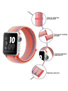 Nylon Weaven Loop Fastener Smart Bracelet Band for Apple Watch Series 10 42mm / 9 8 7 41mm / SE (2023) SE (2022) SE 6 5 4 40mm / 3 2 1 38mm - Stripe Orange