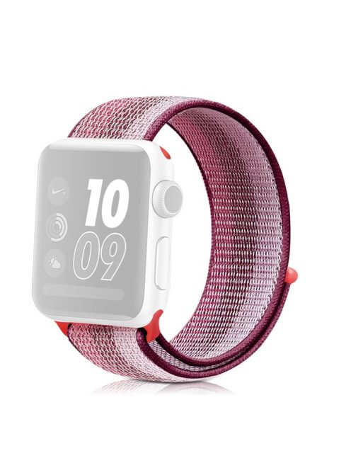 Nylon Weaven Loop Fastener Smart Bracelet Band for Apple Watch Series 10 42mm / 9 8 7 41mm / SE (2023) SE (2022) SE 6 5 4 40mm / 3 2 1 38mm - Stripe Purple