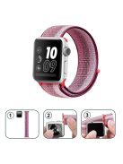 Nylon Weaven Loop Fastener Smart Bracelet Band for Apple Watch Series 10 42mm / 9 8 7 41mm / SE (2023) SE (2022) SE 6 5 4 40mm / 3 2 1 38mm - Stripe Purple