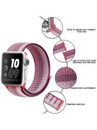 Nylon Weaven Loop Fastener Smart Bracelet Band for Apple Watch Series 10 42mm / 9 8 7 41mm / SE (2023) SE (2022) SE 6 5 4 40mm / 3 2 1 38mm - Stripe Purple