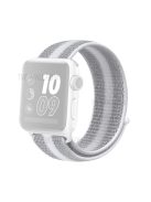 Nylon Weaven Loop Fastener Smart Bracelet Band for Apple Watch Series 10 42mm / 9 8 7 41mm / SE (2023) SE (2022) SE 6 5 4 40mm / 3 2 1 38mm - Stripe White