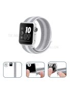 Nylon Weaven Loop Fastener Smart Bracelet Band for Apple Watch Series 10 42mm / 9 8 7 41mm / SE (2023) SE (2022) SE 6 5 4 40mm / 3 2 1 38mm - Stripe White