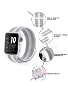 Nylon Weaven Loop Fastener Smart Bracelet Band for Apple Watch Series 10 42mm / 9 8 7 41mm / SE (2023) SE (2022) SE 6 5 4 40mm / 3 2 1 38mm - Stripe White