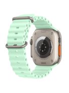 Ocean Strap for Apple Watch Series 10 46mm / Ultra 2 Ultra 49mm /  Series 9 8 7 45mm / 6 5 4 SE (2023) SE (2022) SE 44mm / 3 2 1 42mm, Soft Silicone Adjustable Watch Band - Matcha Green