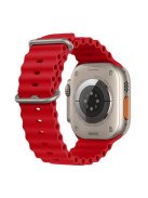 Ocean Strap for Apple Watch Series 10 46mm / Ultra 2 Ultra 49mm /  Series 9 8 7 45mm / 6 5 4 SE (2023) SE (2022) SE 44mm / 3 2 1 42mm, Soft Silicone Adjustable Watch Band - Red