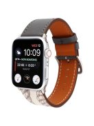 Pattern Decor Genuine Leather Smart Watch Band for Apple Watch Series 10 42mm / 9 8 7 41mm / SE (2023) SE (2022) SE 6 5 4 40mm / 3 2 1 38mm - Black