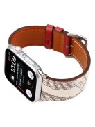 Pattern Decor Genuine Leather Smart Watch Band for Apple Watch Series 10 42mm / 9 8 7 41mm / SE (2023) SE (2022) SE 6 5 4 40mm / 3 2 1 38mm - Red