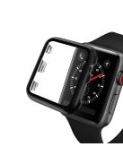 Plating Frame PC + Tempered Glass Watch Shell for Apple Watch SE / SE (2022) / Series 6 / 5 / 4 44mm - Black