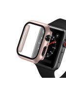 Plating Frame PC + Tempered Glass Watch Shell for Apple Watch SE / SE (2022) / Series 6 / 5 / 4 44mm - Pink