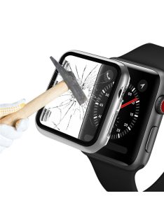   Plating Frame PC + Tempered Glass Watch Shell for Apple Watch SE / SE (2022) / Series 6 / 5 / 4 44mm - Silver