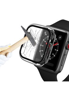   Plating Frame PC + Tempered Glass Watch Shell for Apple Watch SE / SE (2022) / Series 6 / 5 / 4 44mm - Transparent