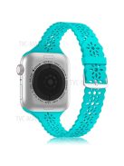 Plum Blossom Design Silicone Smartwatch Band Replacement Wrist Strap for Apple Watch Series 10 42mm / 9 8 7 41mm / 6 5 4 SE SE (2022) SE (2023) 40mm / 3 2 1 38mm - Cyan