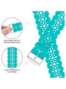 Plum Blossom Design Silicone Smartwatch Band Replacement Wrist Strap for Apple Watch Series 10 42mm / 9 8 7 41mm / 6 5 4 SE SE (2022) SE (2023) 40mm / 3 2 1 38mm - Cyan