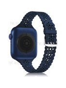 Plum Blossom Design Silicone Smartwatch Band Replacement Wrist Strap for Apple Watch Series 10 42mm / 9 8 7 41mm / 6 5 4 SE SE (2022) SE (2023) 40mm / 3 2 1 38mm - Dark Blue