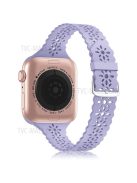 Plum Blossom Design Silicone Smartwatch Band Replacement Wrist Strap for Apple Watch Series 10 42mm / 9 8 7 41mm / 6 5 4 SE SE (2022) SE (2023) 40mm / 3 2 1 38mm - Light Purple