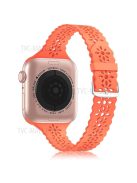 Plum Blossom Design Silicone Smartwatch Band Replacement Wrist Strap for Apple Watch Series 10 42mm / 9 8 7 41mm / 6 5 4 SE SE (2022) SE (2023) 40mm / 3 2 1 38mm - Orange