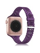 Plum Blossom Design Silicone Smartwatch Band Replacement Wrist Strap for Apple Watch Series 10 42mm / 9 8 7 41mm / 6 5 4 SE SE (2022) SE (2023) 40mm / 3 2 1 38mm - Purple